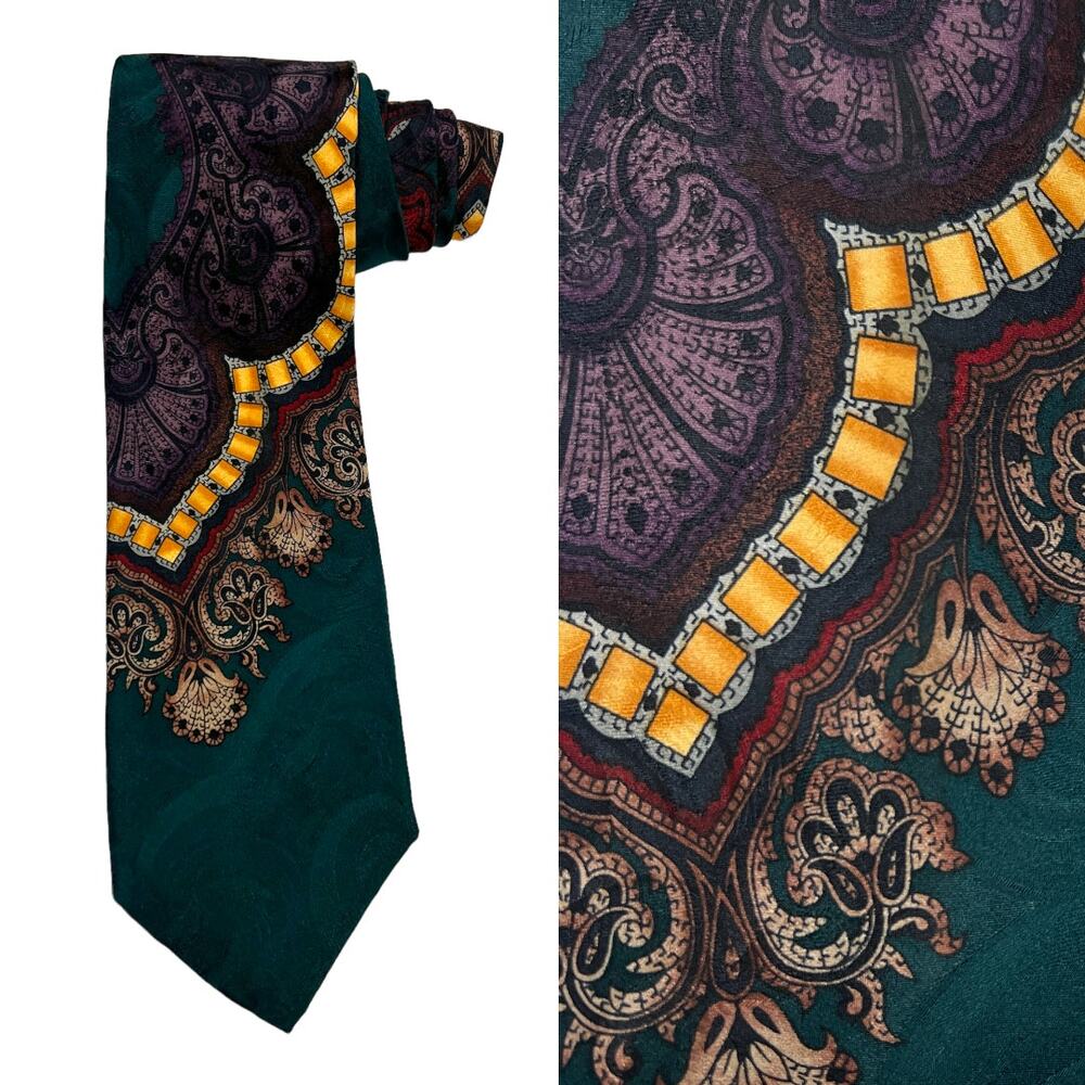 Boston Traders‎ Neck Tie Green Paisley Printed Men's Suit Accessories Formal